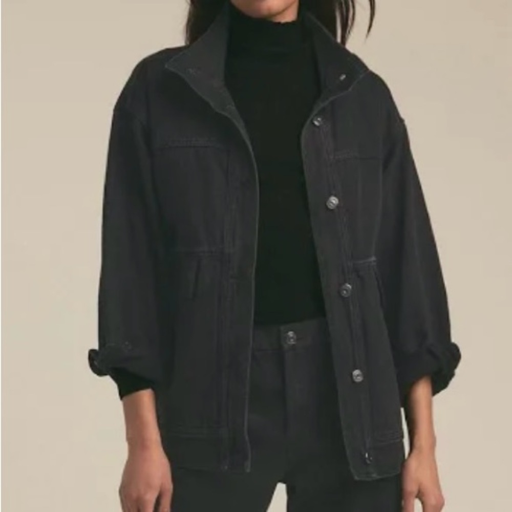 Favorite Daughter Black Denim Jacket Relaxed Fit